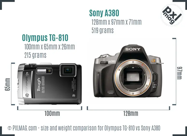 Olympus TG-810 vs Sony A380 size comparison