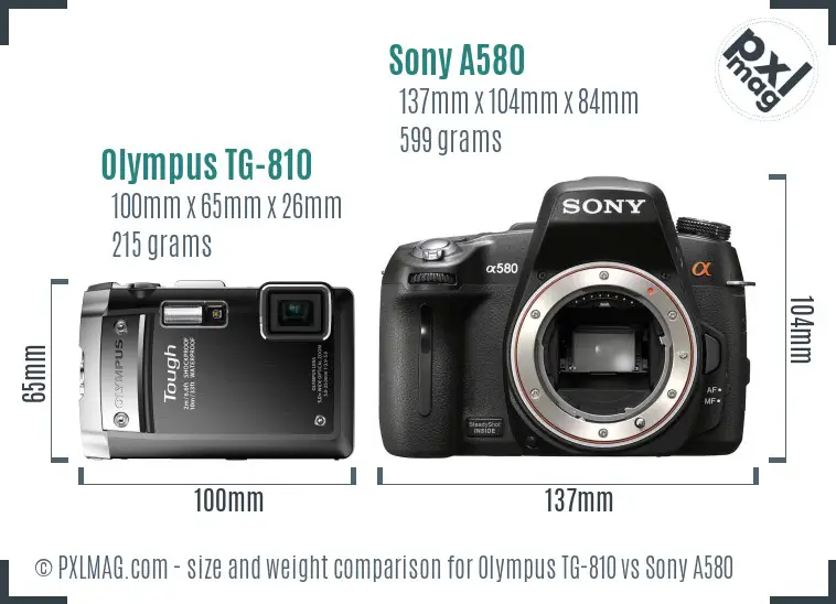 Olympus TG-810 vs Sony A580 size comparison