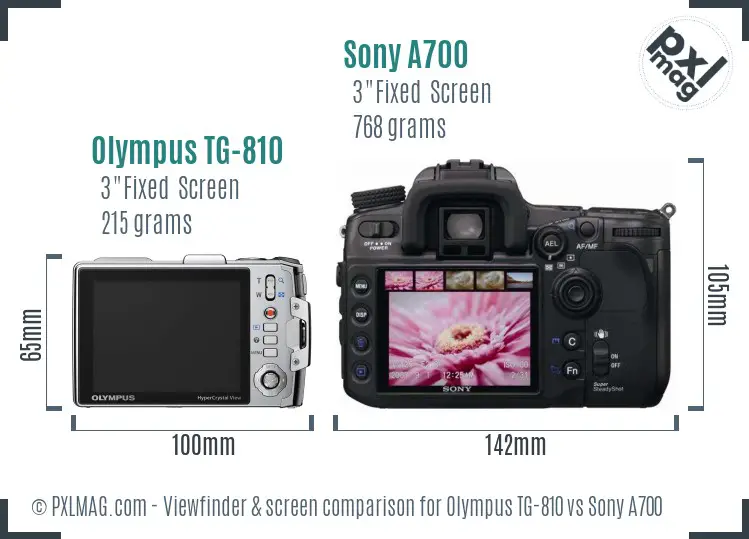 Olympus TG-810 vs Sony A700 Screen and Viewfinder comparison