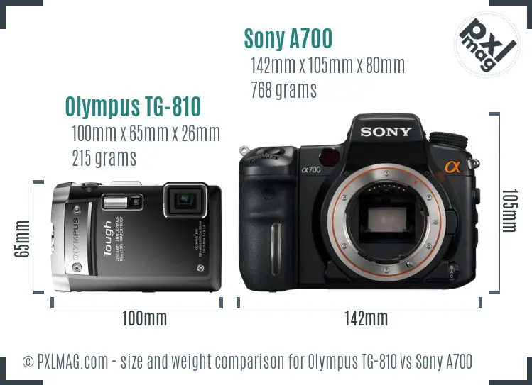 Olympus TG-810 vs Sony A700 size comparison