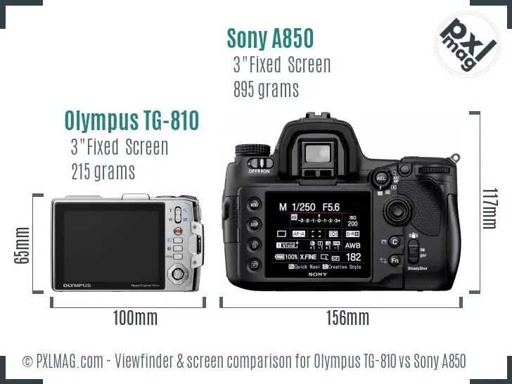 Olympus TG-810 vs Sony A850 Screen and Viewfinder comparison