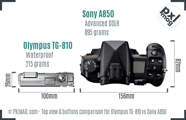 Olympus TG-810 vs Sony A850 top view buttons comparison