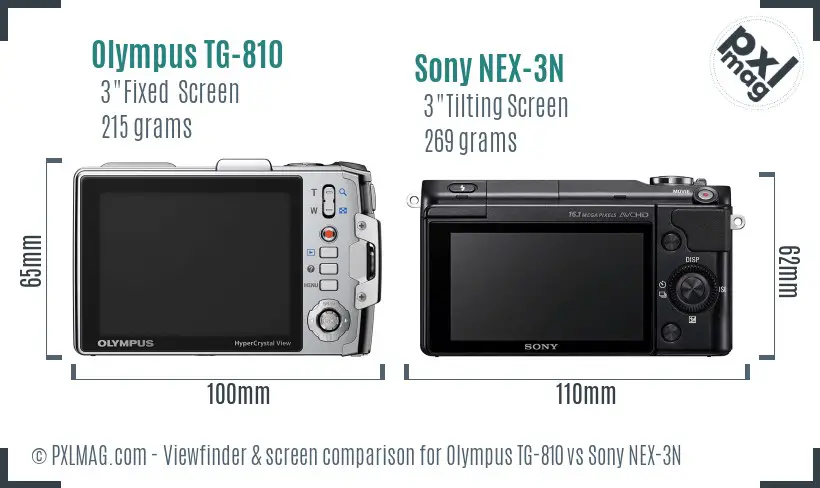 Olympus TG-810 vs Sony NEX-3N Screen and Viewfinder comparison