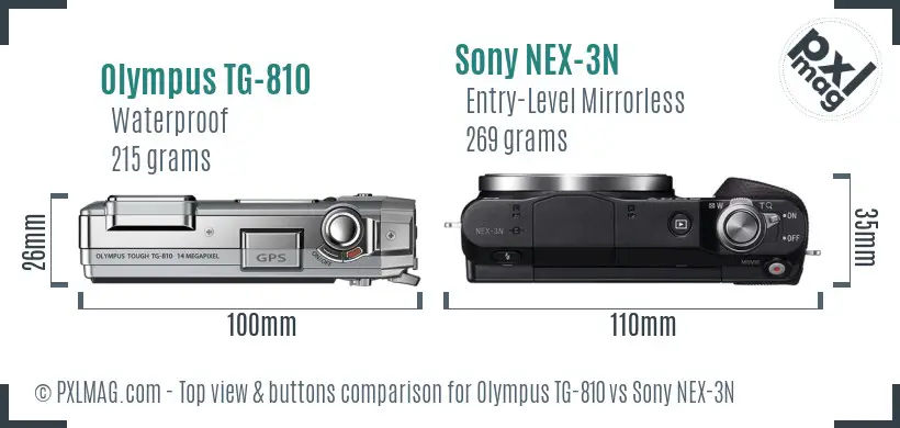 Olympus TG-810 vs Sony NEX-3N top view buttons comparison