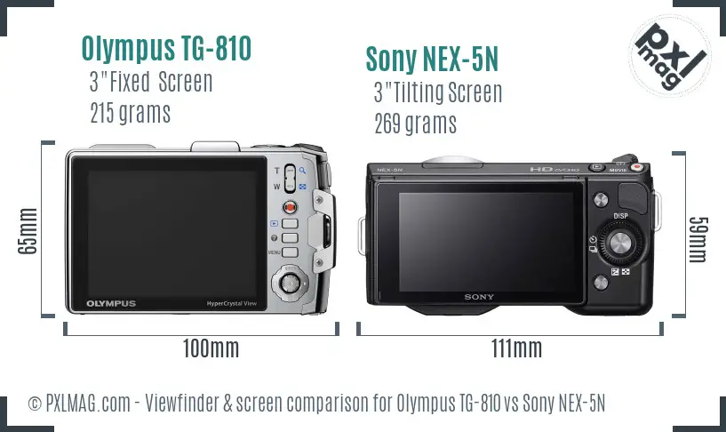 Olympus TG-810 vs Sony NEX-5N Screen and Viewfinder comparison