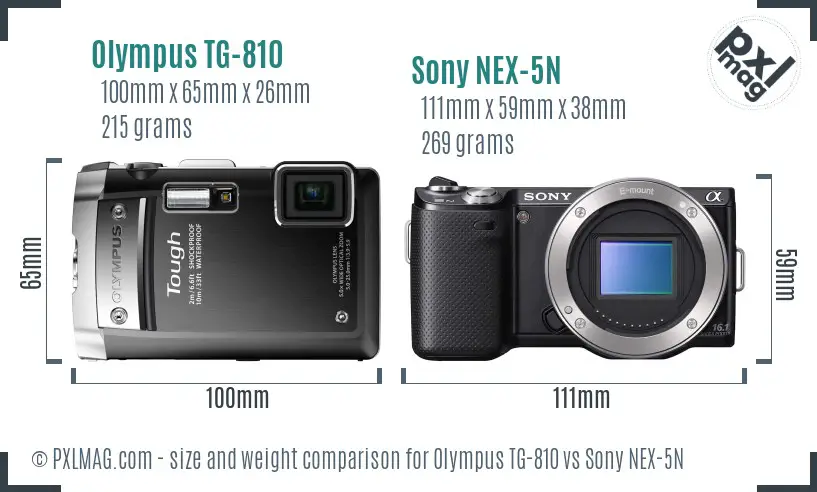 Olympus TG-810 vs Sony NEX-5N size comparison