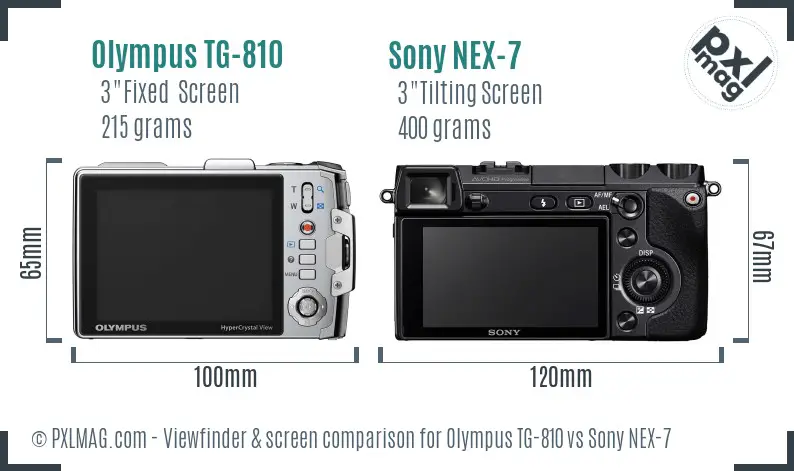 Olympus TG-810 vs Sony NEX-7 Screen and Viewfinder comparison