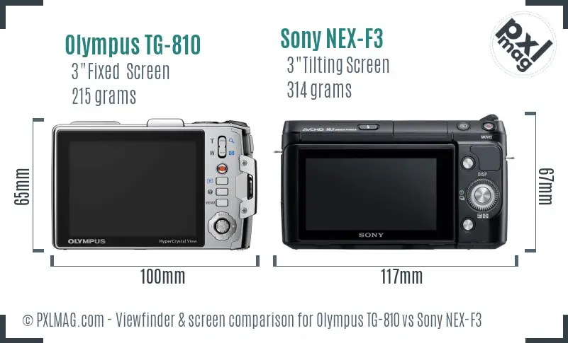 Olympus TG-810 vs Sony NEX-F3 Screen and Viewfinder comparison