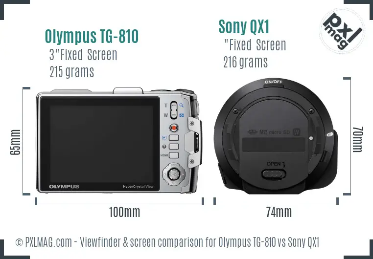 Olympus TG-810 vs Sony QX1 Screen and Viewfinder comparison