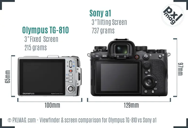 Olympus TG-810 vs Sony a1 Screen and Viewfinder comparison