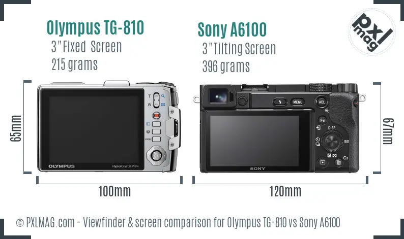 Olympus TG-810 vs Sony A6100 Screen and Viewfinder comparison