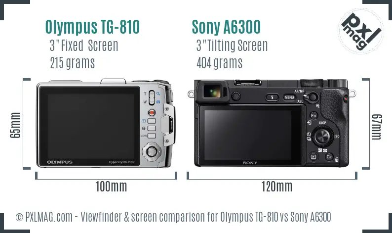 Olympus TG-810 vs Sony A6300 Screen and Viewfinder comparison