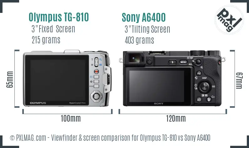 Olympus TG-810 vs Sony A6400 Screen and Viewfinder comparison