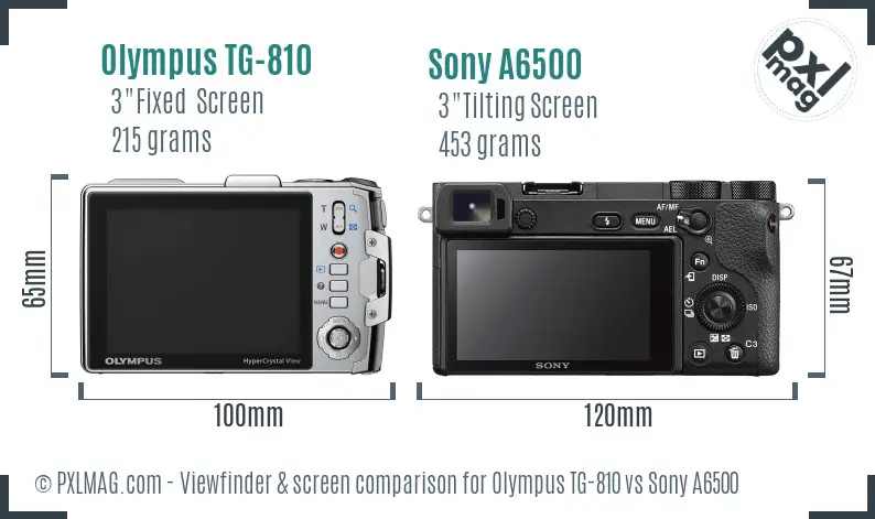 Olympus TG-810 vs Sony A6500 Screen and Viewfinder comparison