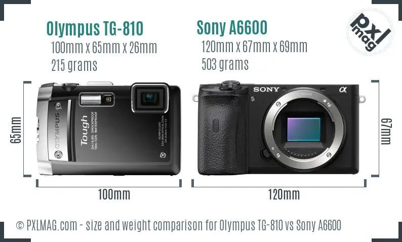 Olympus TG-810 vs Sony A6600 size comparison