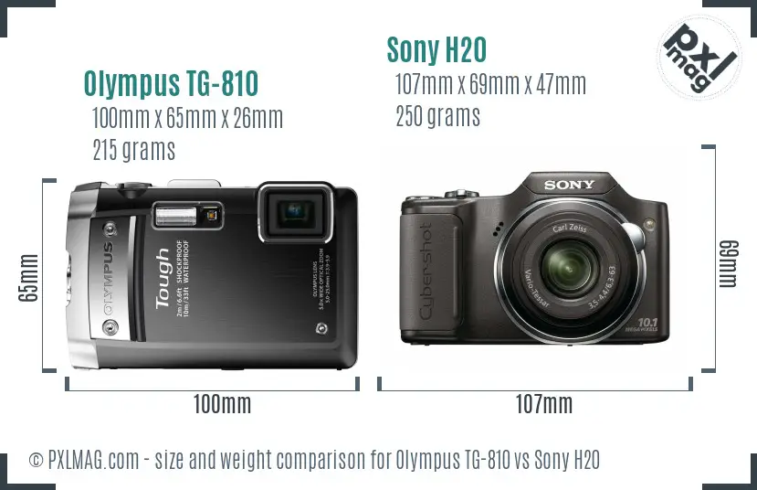Olympus TG-810 vs Sony H20 size comparison