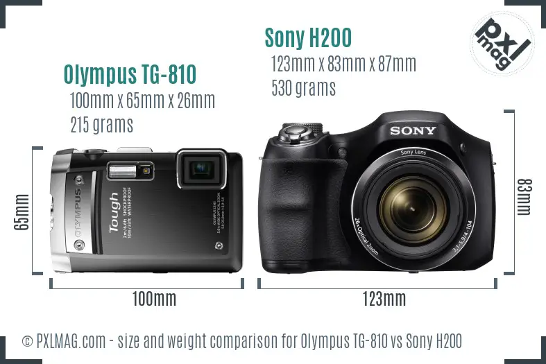 Olympus TG-810 vs Sony H200 size comparison