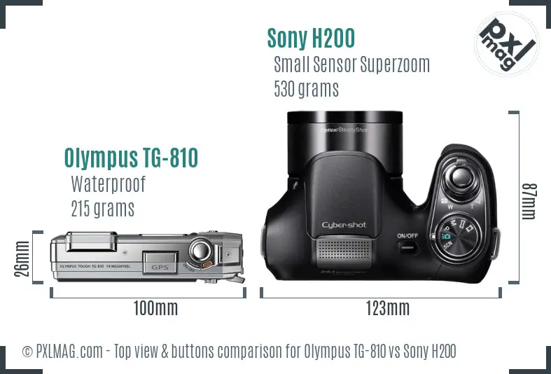 Olympus TG-810 vs Sony H200 top view buttons comparison