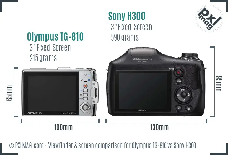 Olympus TG-810 vs Sony H300 Screen and Viewfinder comparison