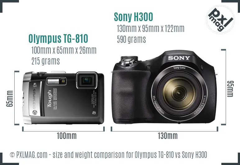 Olympus TG-810 vs Sony H300 size comparison