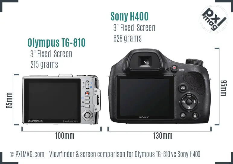 Olympus TG-810 vs Sony H400 Screen and Viewfinder comparison