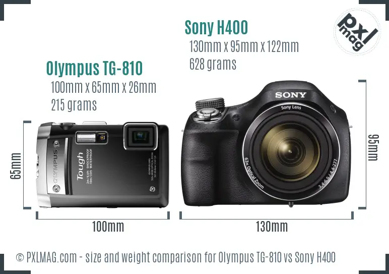 Olympus TG-810 vs Sony H400 size comparison
