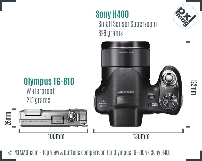 Olympus TG-810 vs Sony H400 top view buttons comparison