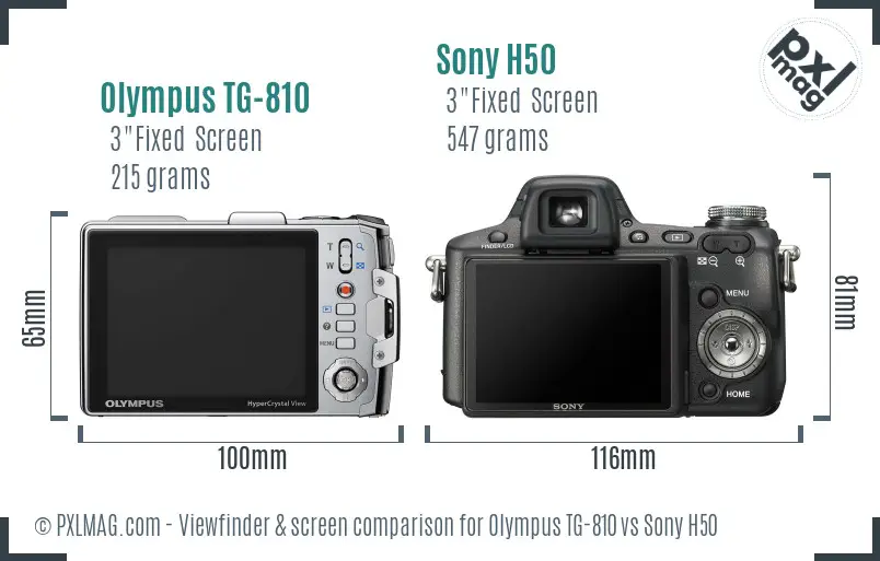 Olympus TG-810 vs Sony H50 Screen and Viewfinder comparison