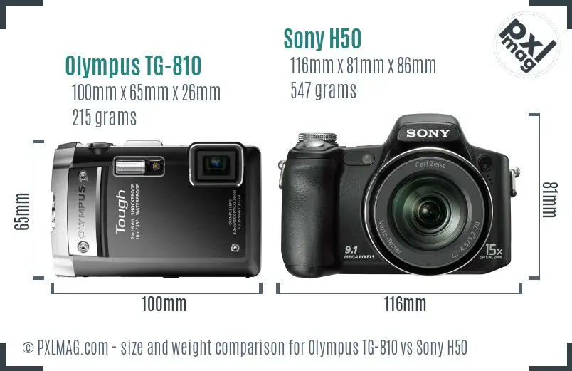 Olympus TG-810 vs Sony H50 size comparison