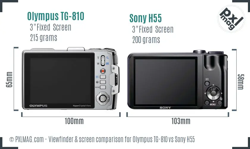 Olympus TG-810 vs Sony H55 Screen and Viewfinder comparison