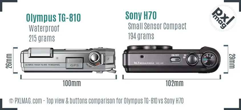 Olympus TG-810 vs Sony H70 top view buttons comparison