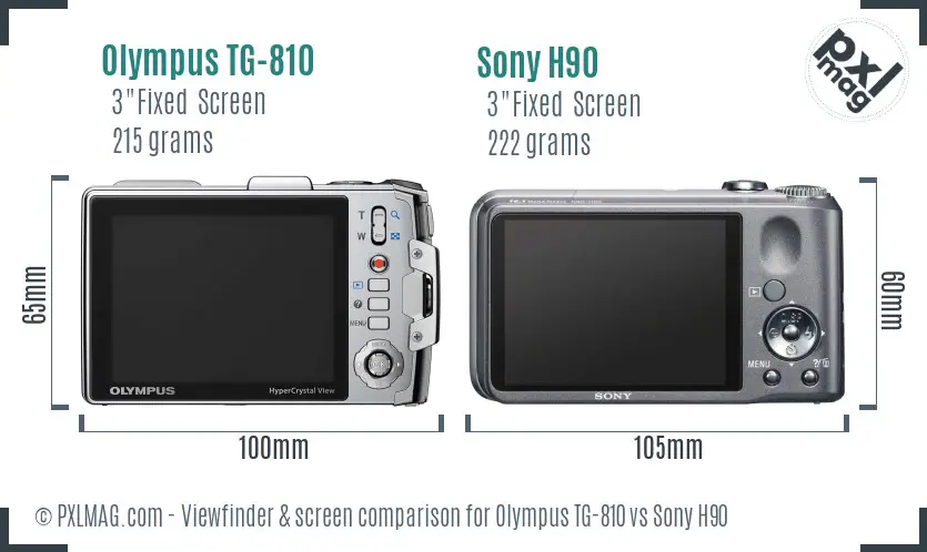 Olympus TG-810 vs Sony H90 Screen and Viewfinder comparison
