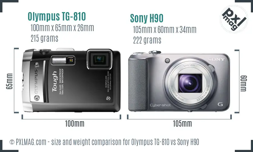 Olympus TG-810 vs Sony H90 size comparison