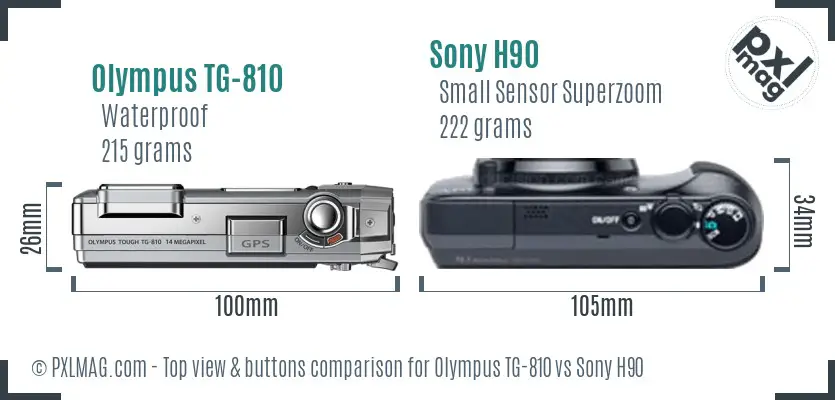 Olympus TG-810 vs Sony H90 top view buttons comparison