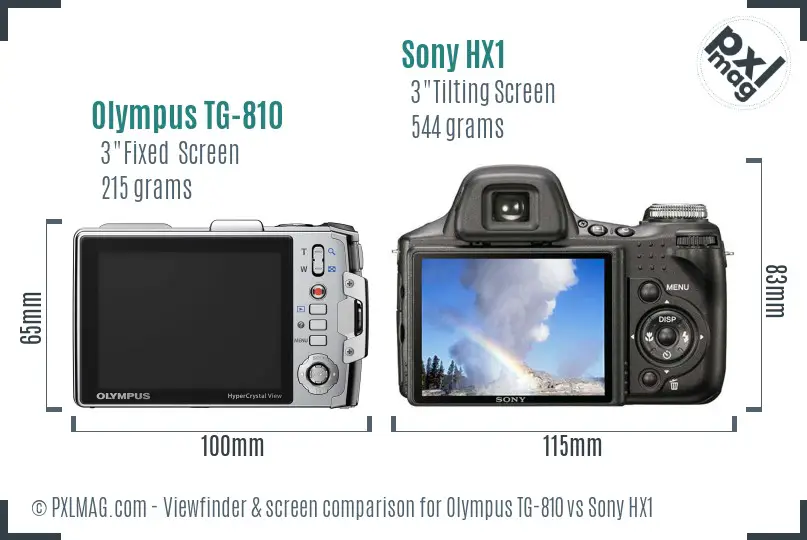 Olympus TG-810 vs Sony HX1 Screen and Viewfinder comparison