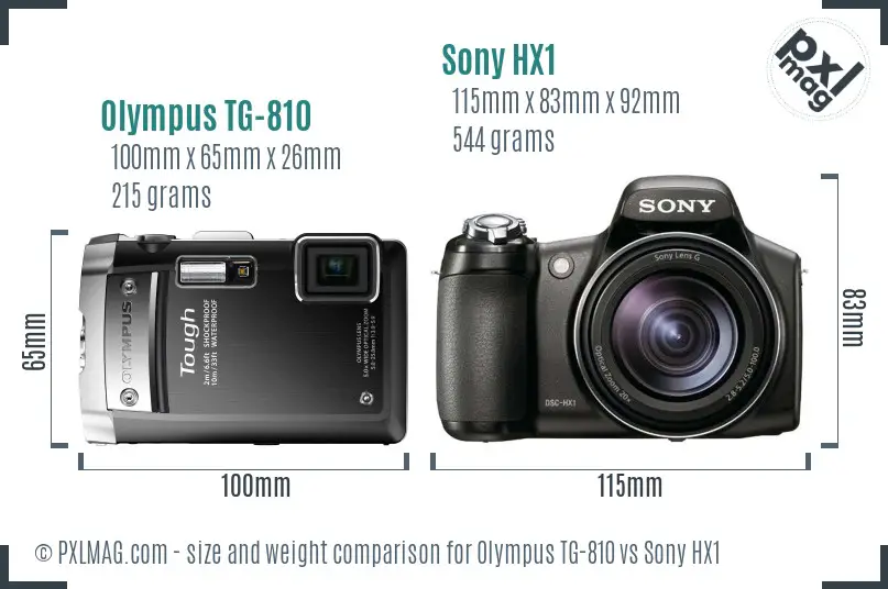 Olympus TG-810 vs Sony HX1 size comparison