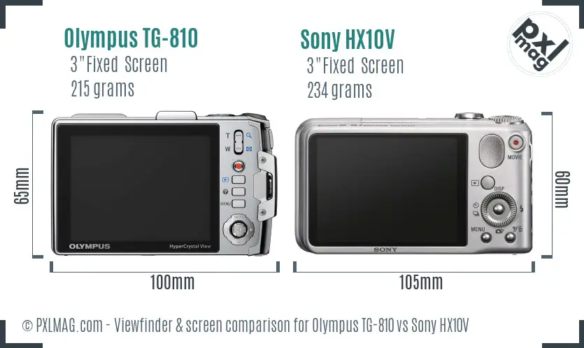 Olympus TG-810 vs Sony HX10V Screen and Viewfinder comparison