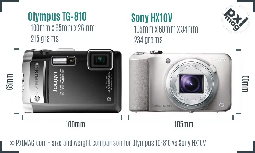 Olympus TG-810 vs Sony HX10V size comparison