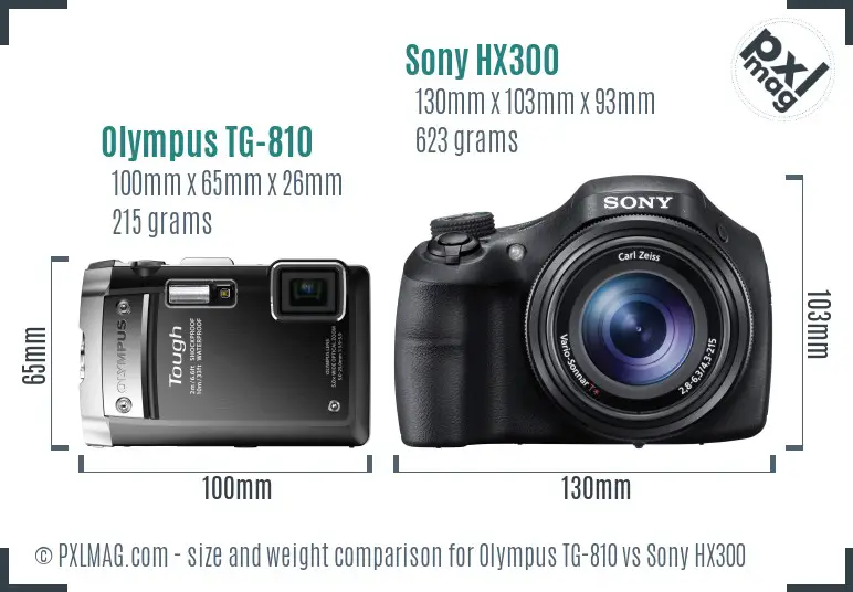 Olympus TG-810 vs Sony HX300 size comparison