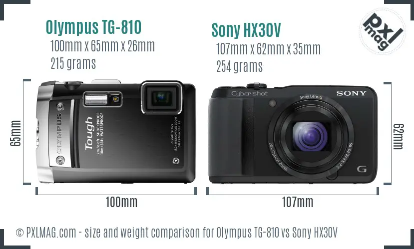 Olympus TG-810 vs Sony HX30V size comparison