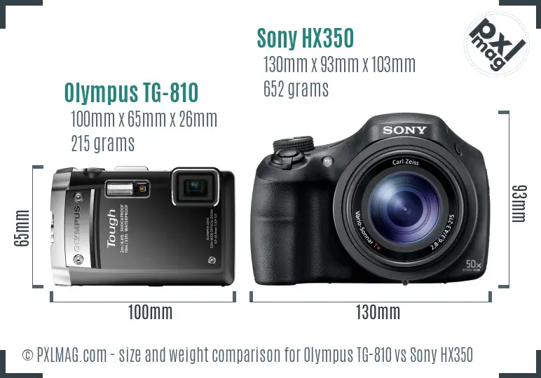 Olympus TG-810 vs Sony HX350 size comparison