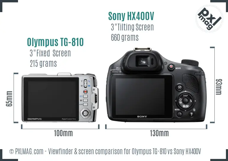 Olympus TG-810 vs Sony HX400V Screen and Viewfinder comparison