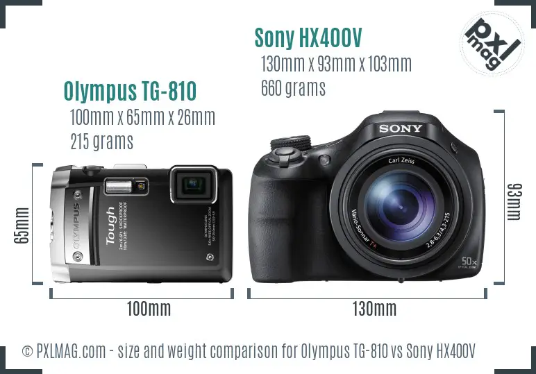 Olympus TG-810 vs Sony HX400V size comparison