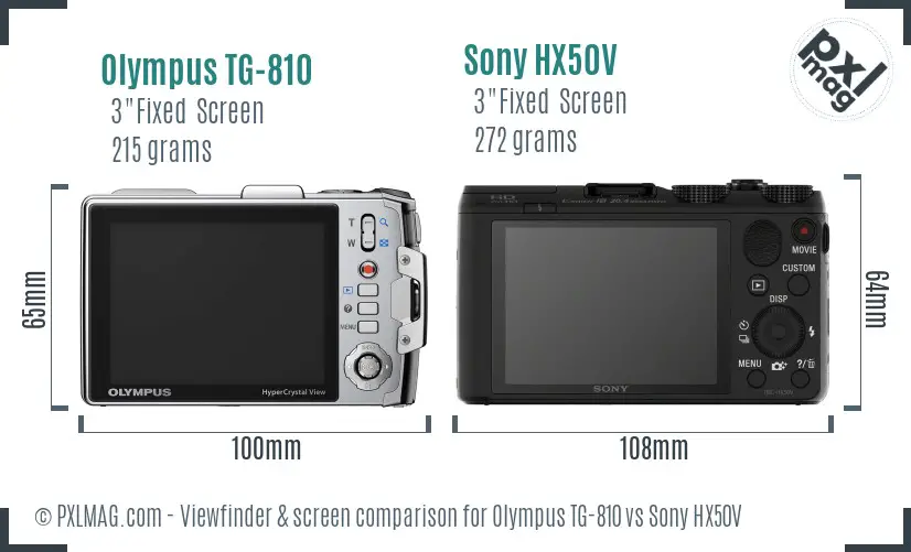 Olympus TG-810 vs Sony HX50V Screen and Viewfinder comparison