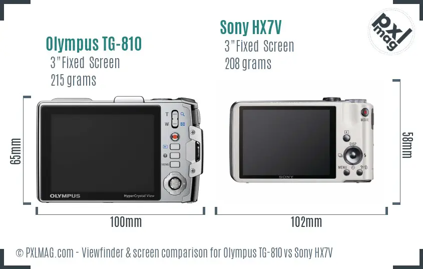 Olympus TG-810 vs Sony HX7V Screen and Viewfinder comparison