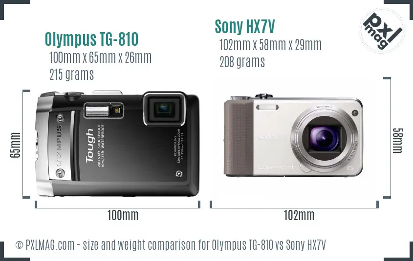 Olympus TG-810 vs Sony HX7V size comparison