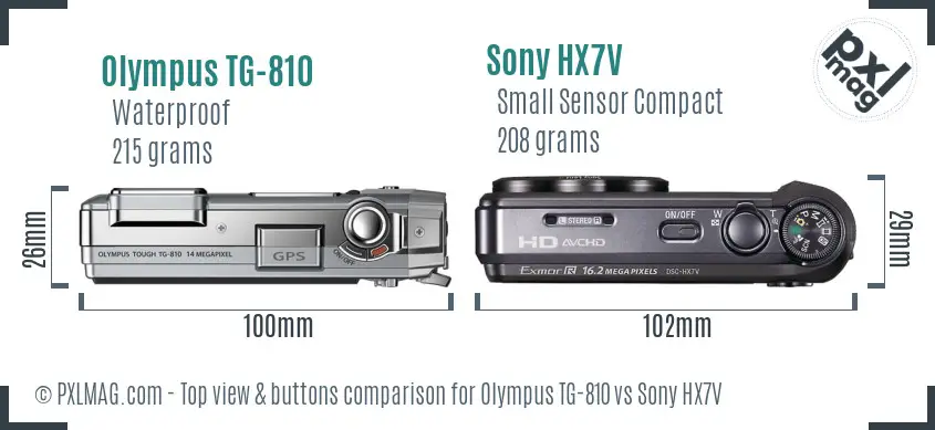 Olympus TG-810 vs Sony HX7V top view buttons comparison