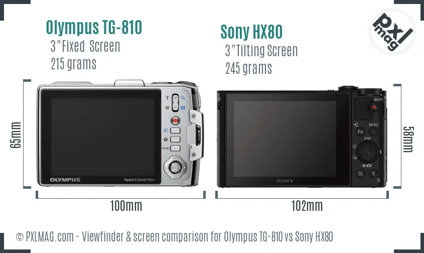 Olympus TG-810 vs Sony HX80 Screen and Viewfinder comparison