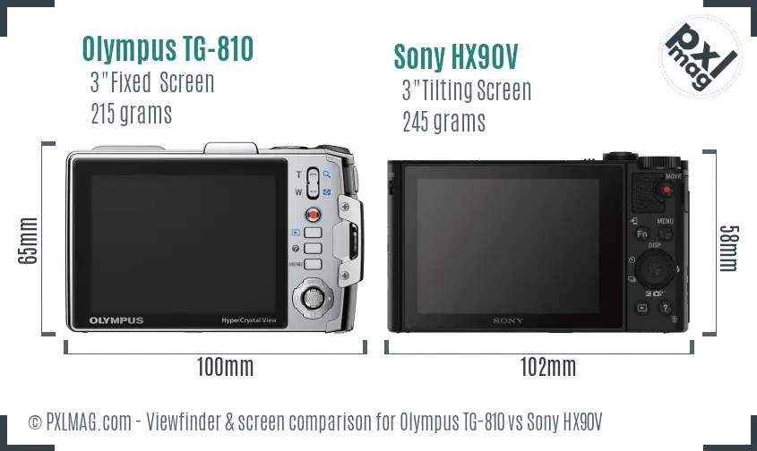 Olympus TG-810 vs Sony HX90V Screen and Viewfinder comparison