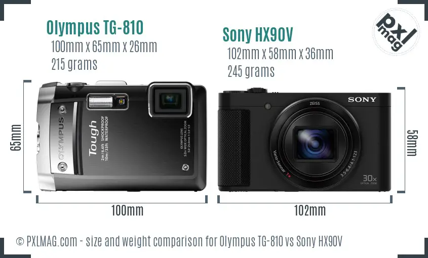 Olympus TG-810 vs Sony HX90V size comparison